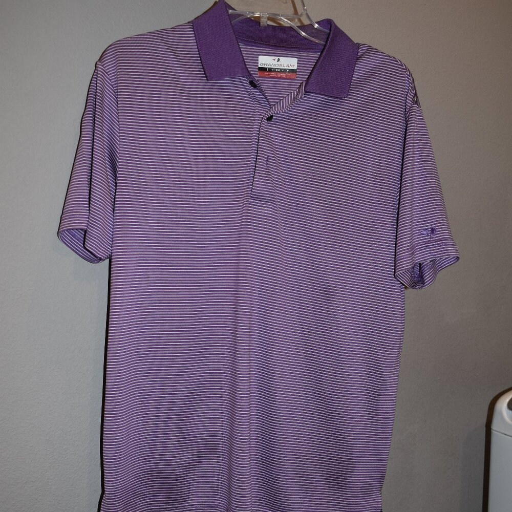 Men's Grand Slam Purple Striped Pullover Size S